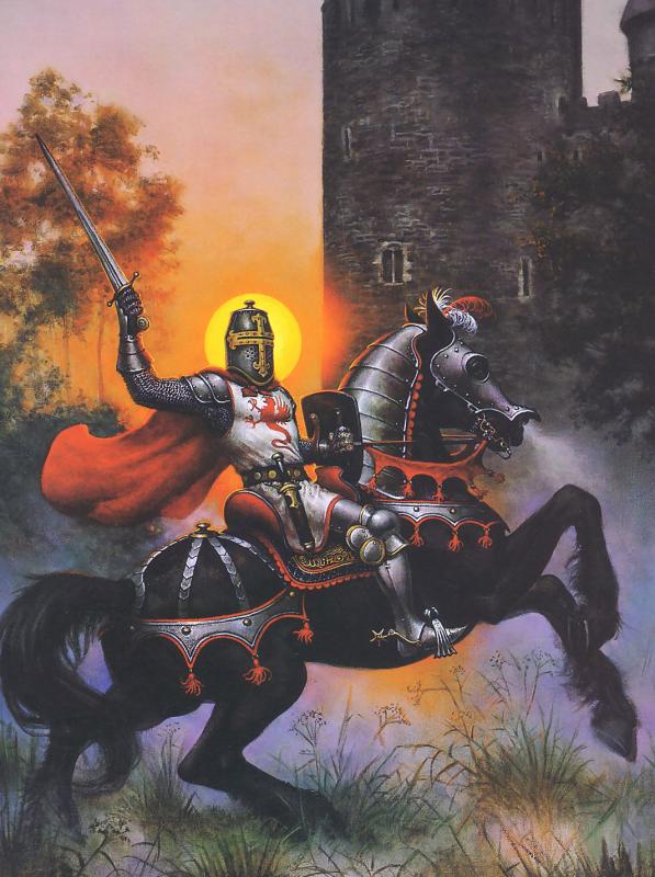 knight at sunset