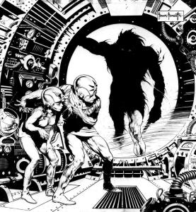 BW-Monster_Entering_Space_Vehicle_by_Frank_Frazetta